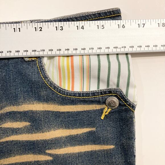 NWOT RAW BLUE LADY Jeans Women 13 Vintage Blue Brown Wash Capri Stripe Cuff - Picture 8 of 12